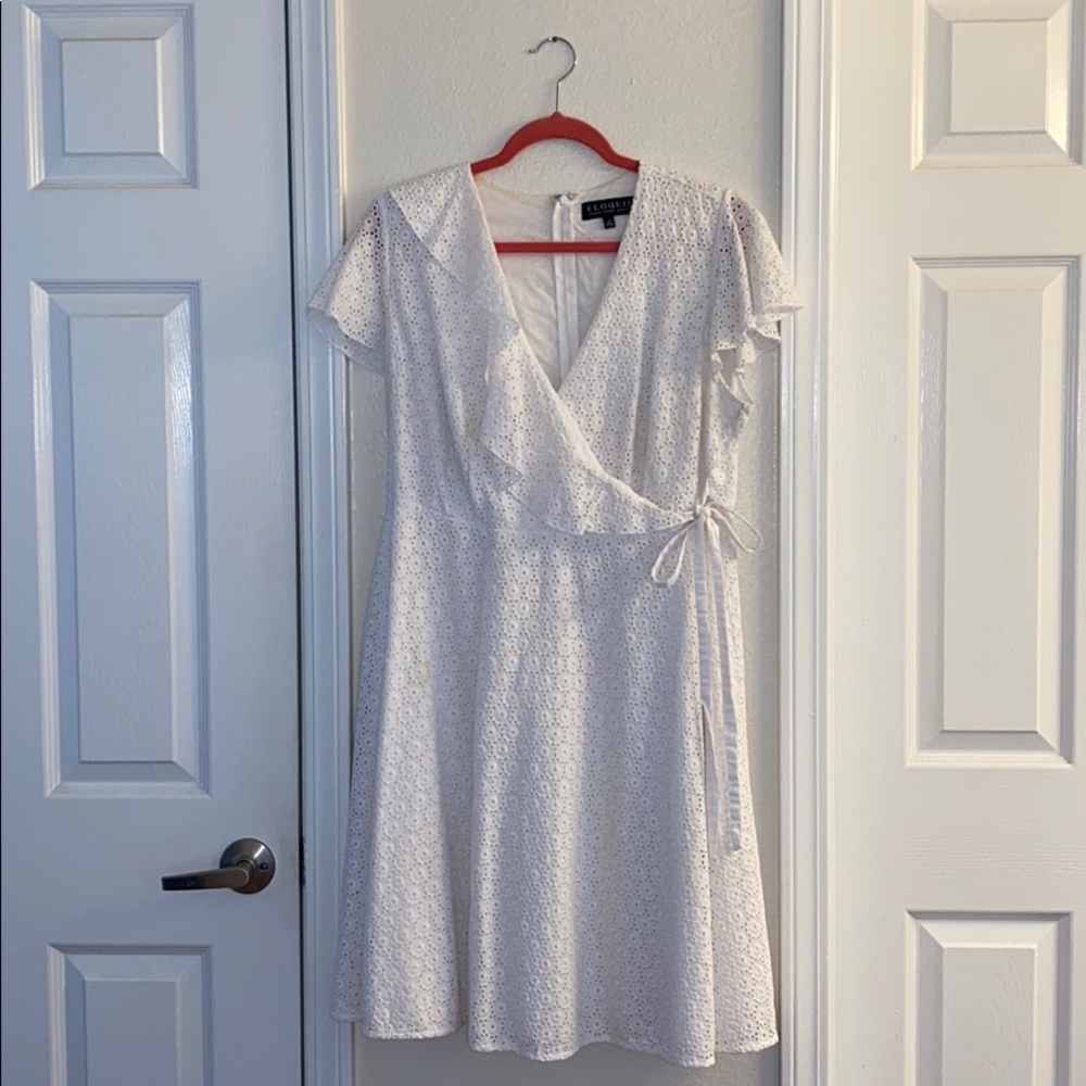 ELOQUII white crochet lace dress